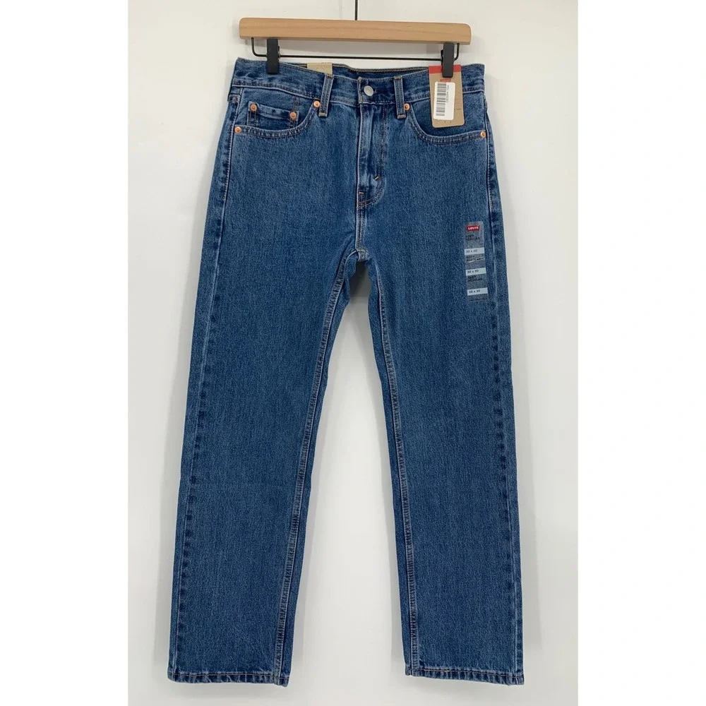 Levis 505 Jeans Mens 30x30 Blue Straight Leg 100% Cotton Denim Pants NEW